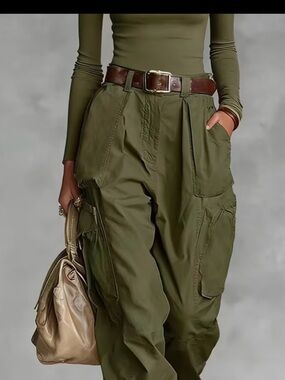 Olive Green Cargo Pants for Women - Relaxed Utility Style